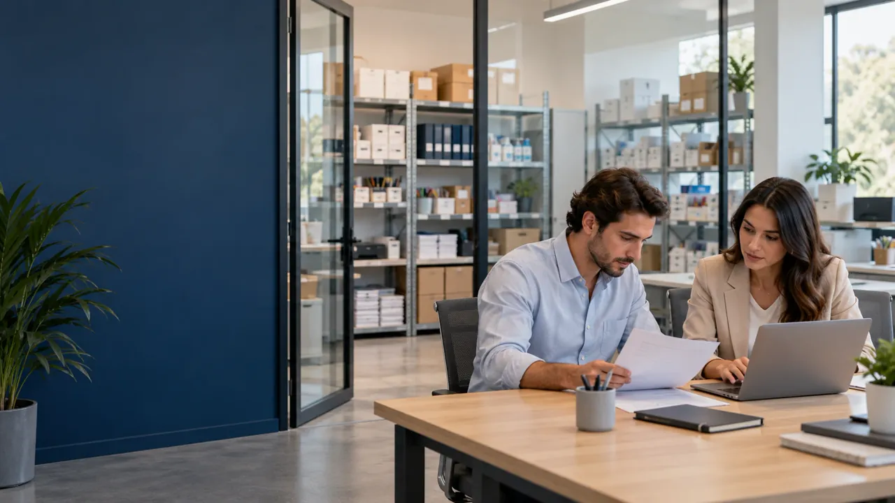 Equipo de FCS Soluciones revisando la gestión de compras y suministros de una empresa cliente en la oficina